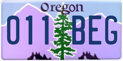 OR license plate 011BEG