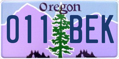 OR license plate 011BEK