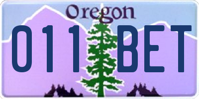 OR license plate 011BET