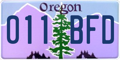 OR license plate 011BFD