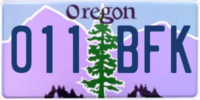 OR license plate 011BFK