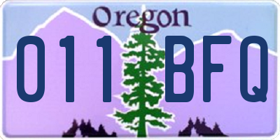 OR license plate 011BFQ