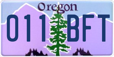 OR license plate 011BFT