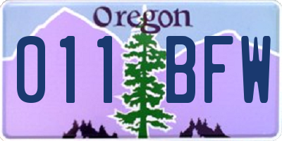 OR license plate 011BFW