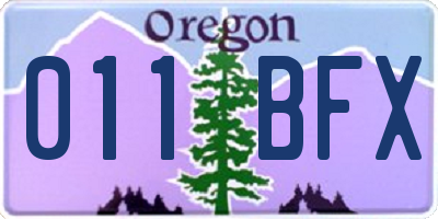 OR license plate 011BFX