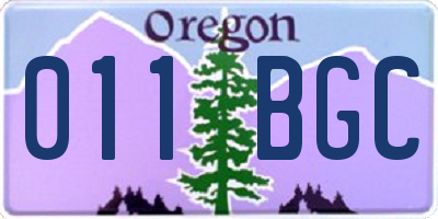OR license plate 011BGC