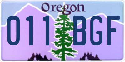 OR license plate 011BGF