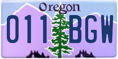 OR license plate 011BGW