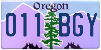 OR license plate 011BGY