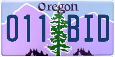 OR license plate 011BID