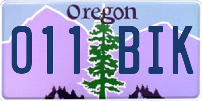 OR license plate 011BIK