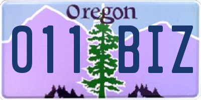 OR license plate 011BIZ