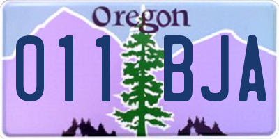 OR license plate 011BJA