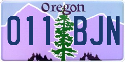 OR license plate 011BJN