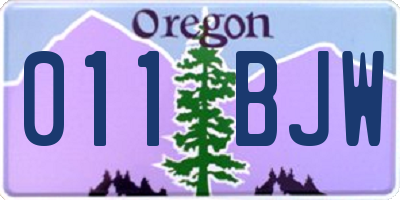 OR license plate 011BJW