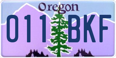 OR license plate 011BKF