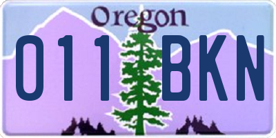 OR license plate 011BKN