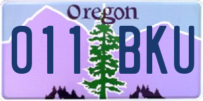 OR license plate 011BKU