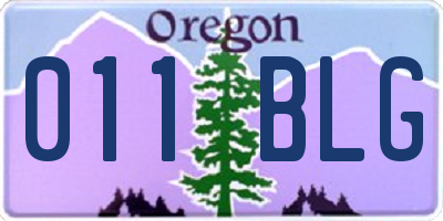 OR license plate 011BLG