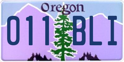 OR license plate 011BLI