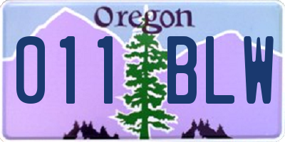 OR license plate 011BLW