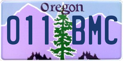OR license plate 011BMC