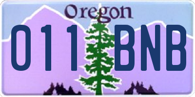 OR license plate 011BNB