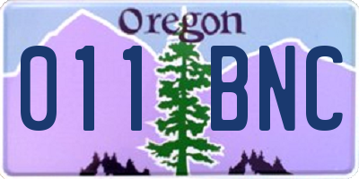 OR license plate 011BNC