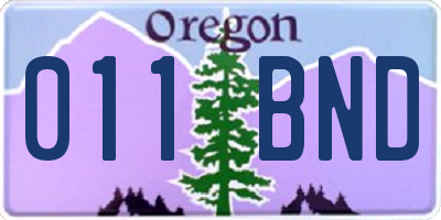 OR license plate 011BND