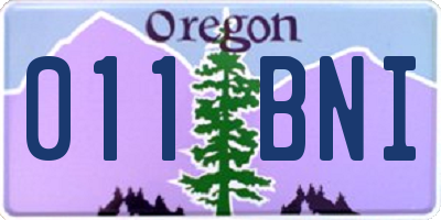 OR license plate 011BNI