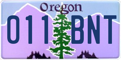 OR license plate 011BNT