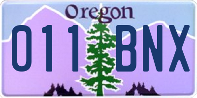 OR license plate 011BNX