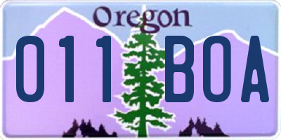 OR license plate 011BOA