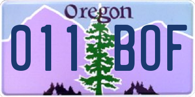 OR license plate 011BOF