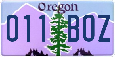 OR license plate 011BOZ