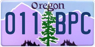 OR license plate 011BPC
