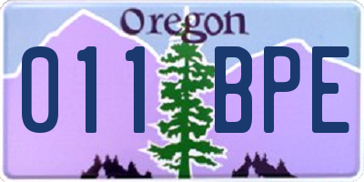 OR license plate 011BPE