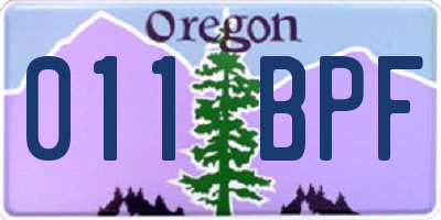 OR license plate 011BPF