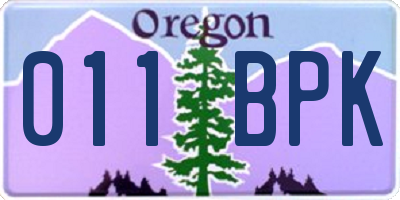 OR license plate 011BPK