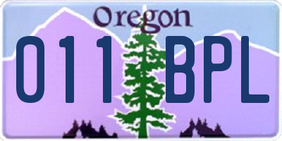 OR license plate 011BPL