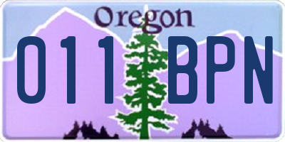OR license plate 011BPN