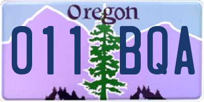 OR license plate 011BQA