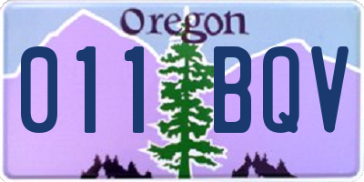 OR license plate 011BQV