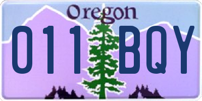 OR license plate 011BQY