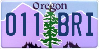 OR license plate 011BRI