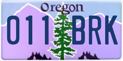 OR license plate 011BRK