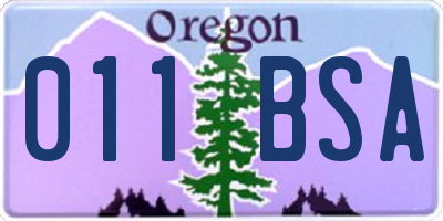 OR license plate 011BSA