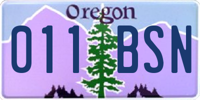 OR license plate 011BSN