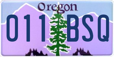 OR license plate 011BSQ