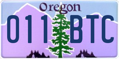 OR license plate 011BTC